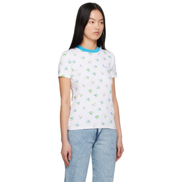  니나 리치 Nina Ricci White & Blue Floral T-Shirt 231475F110000