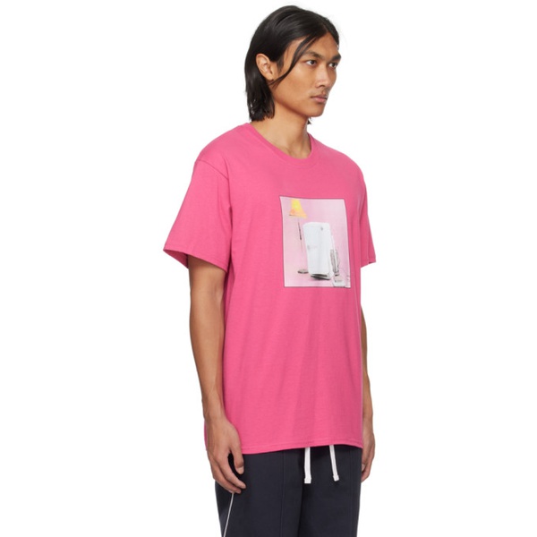  노아 Noah Pink The Cure Printed T-Shirt 241876M213005