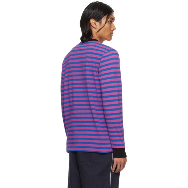  노아 Noah Pink & Blue The Cure Striped Long Sleeve T-Shirt 241876M213006
