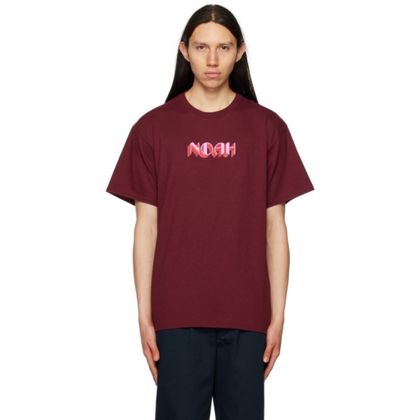  노아 Noah Burgundy Stack T-Shirt 231876M213015