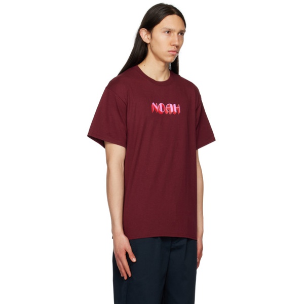  노아 Noah Burgundy Stack T-Shirt 231876M213015