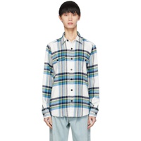 노아 Noah White & Blue Herringbone Shirt 232876M192003