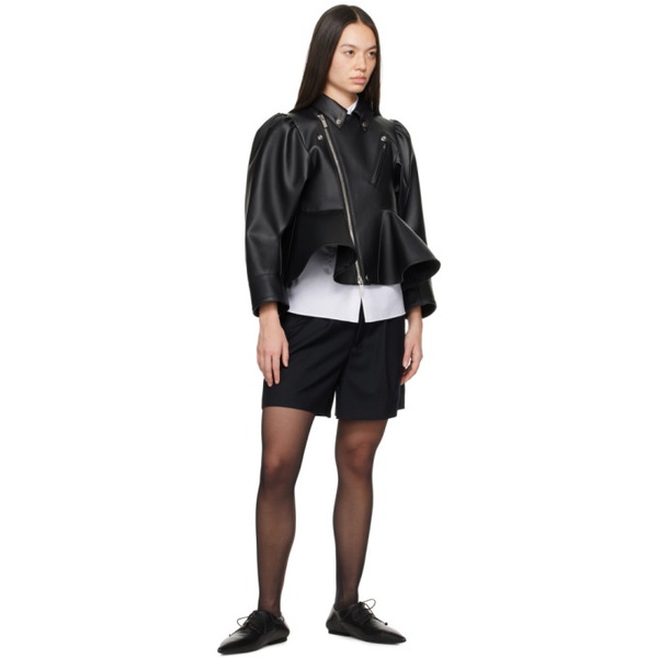 느와 케이 니노미야 Noir Kei Ninomiya Black Zip Faux-Leather Jacket 241672F063000