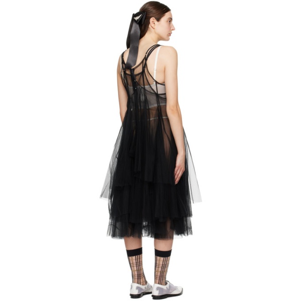 느와 케이 니노미야 Noir Kei Ninomiya Black Layered Midi Dress 241672F054003