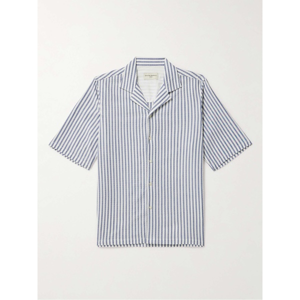  OFFICINE GEENEERALE Eren Camp-Collar Striped Cotton-Blend Seersucker Shirt 1647597323989388