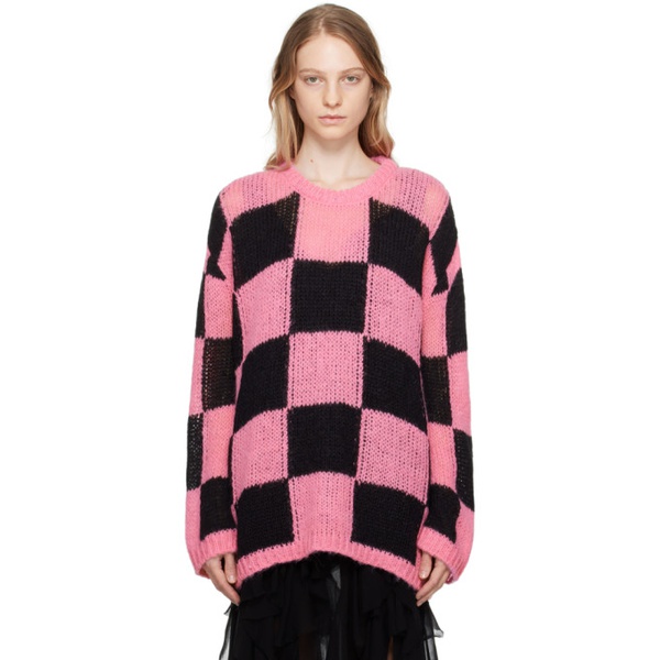  OPEN YY SSENSE Exclusive Pink Checker Board Sweater 232731F096007