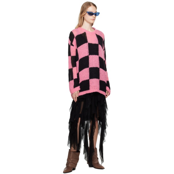  OPEN YY SSENSE Exclusive Pink Checker Board Sweater 232731F096007