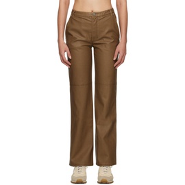 OPEN YY Brown Straight-Leg Faux-Leather Trousers 231731F087018