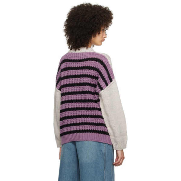  OPEN YY Gray & Purple Cutout Sweater 232731F100002