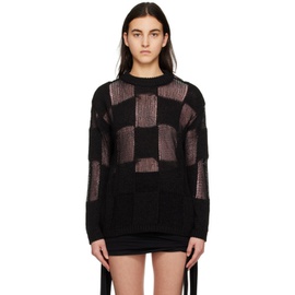 OPEN YY Black Check Sweater 231731F096016