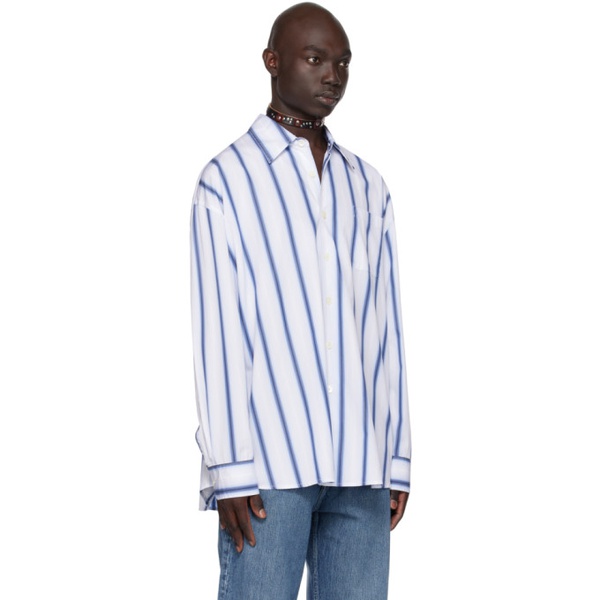  아워 레가시 OUR LEGACY White & Blue Borrowed Shirt 232803M192020