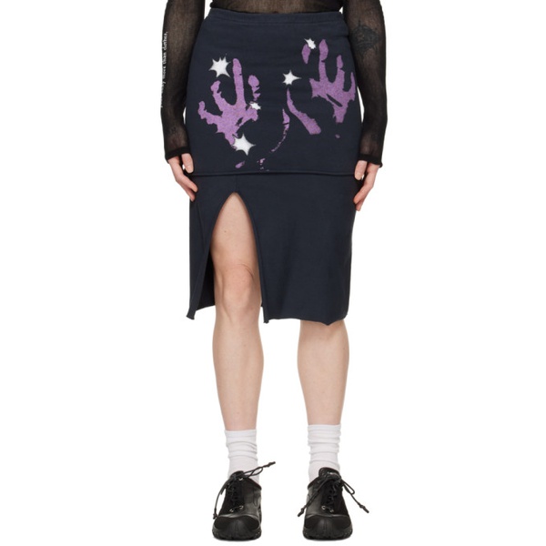  아워 레가시 OUR LEGACY Navy Slashed Midi Skirt 241803F092001