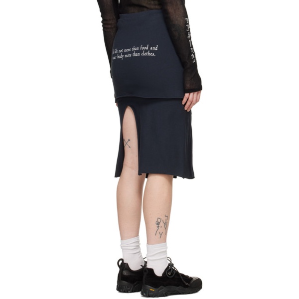  아워 레가시 OUR LEGACY Navy Slashed Midi Skirt 241803F092001