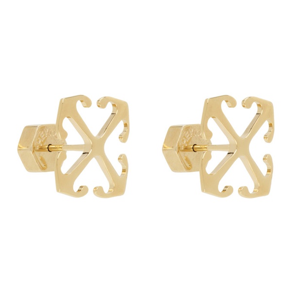  오프화이트 Off-White Gold Mini Arrow Earrings 241607F022000