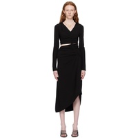 오프화이트 Off-White Black Ruched Midi Dress 231607F054009