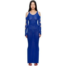 오프화이트 Off-White Blue Hole Net Maxi Dress 231607F055011