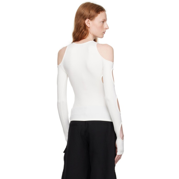  오프화이트 Off-White White Sleek Holes Long Sleeve T-Shirt 231607F110042