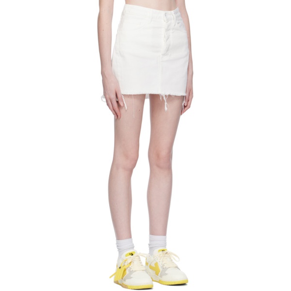  오프화이트 Off-White White Frayed Miniskirt 231607F090011