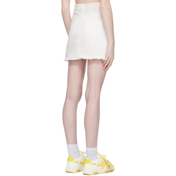 오프화이트 Off-White White Frayed Miniskirt 231607F090011