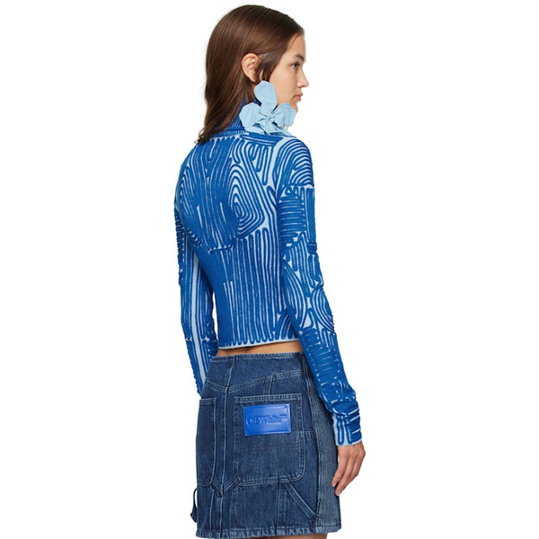  오프화이트 Off-White Blue Flower Vortix Turtleneck 231607F099009