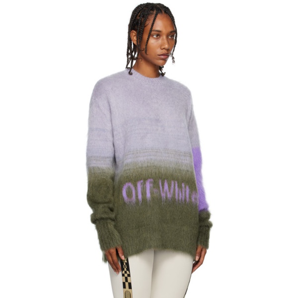 스텔라 맥카트니 오프화이트 Off-White Purple & Green Helvetica Sweater 222607F096016