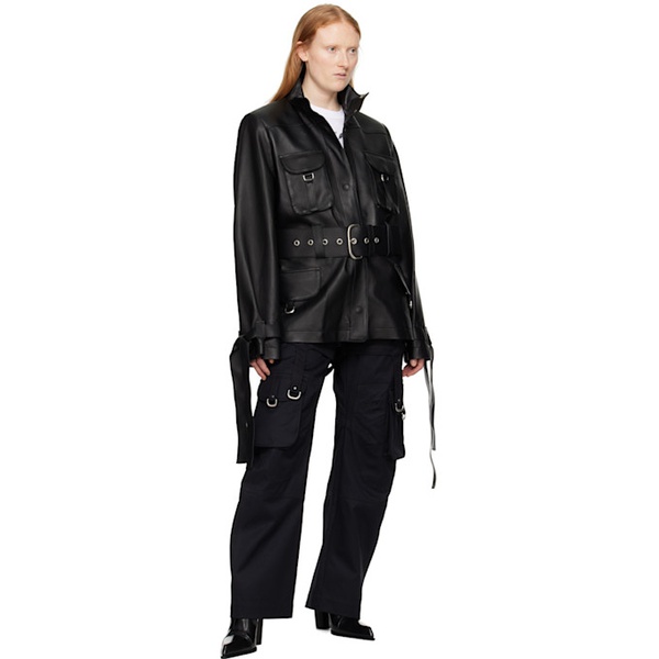  오프화이트 Off-White Black Cargo Leather Jacket 241607F064000