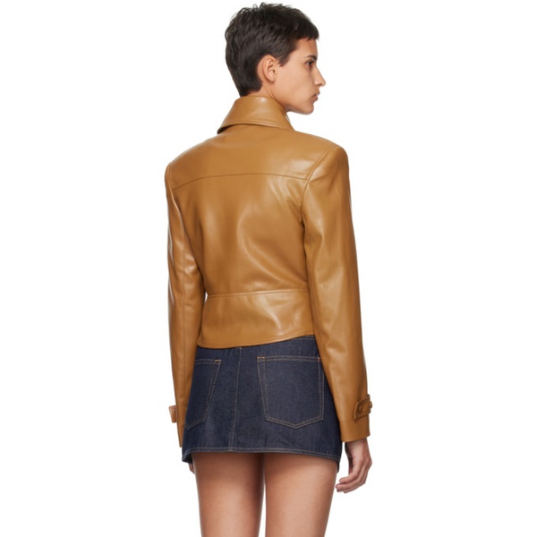  Ol?nich Brown Flap Pocket Faux-Leather Jacket 241958F063000