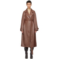 Ol?nich Brown Belted Faux-Leather Coat 241958F067000