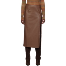 Ol?nich Brown Cutout Faux-Leather Midi Skirt 241958F092002