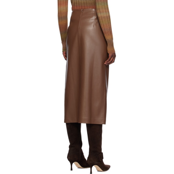  Ol?nich Brown Cutout Faux-Leather Midi Skirt 241958F092002