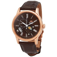 Orient MEN'S Sun and Moon Leather Brown Dial Watch RA-AK0009T10B