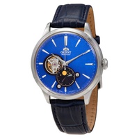 Orient MEN'S Bambino Leather Blue (Open Heart) Dial Watch RA-AS0103A10B