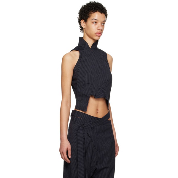  오토링거 Ottolinger SSENSE Work Capsule Navy Asymmetrical Suit Tank Top 231016F111013