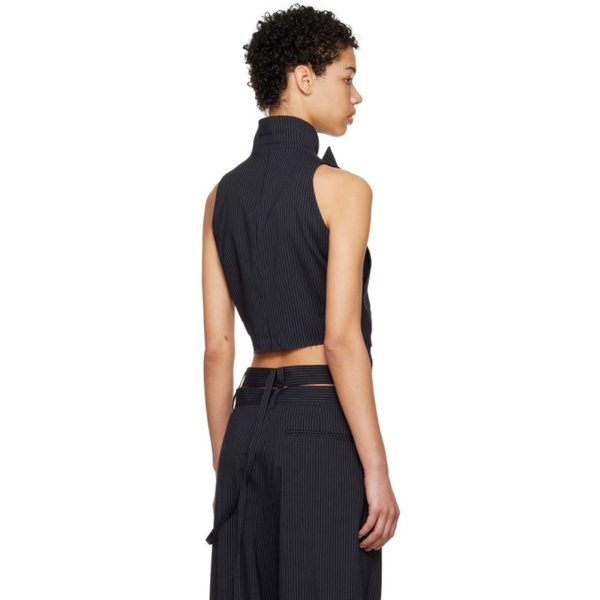  오토링거 Ottolinger SSENSE Work Capsule Navy Asymmetrical Suit Tank Top 231016F111013