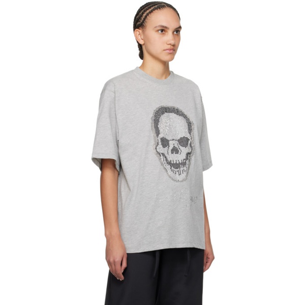  오토링거 Ottolinger Gray Crystal-Cut T-Shirt 241016F110007