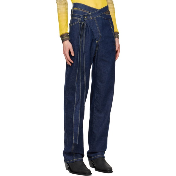  오토링거 Ottolinger SSENSE Exclusive Blue Signature Wrap Jeans 241016M186007