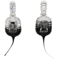 오토링거 Ottolinger Silver & Black Diamond Dip Clip Earrings 241016F022006