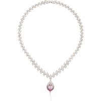 오토링거 Ottolinger SSENSE Exclusive Silver & Pink Diamond Dip Necklace 241016F023001
