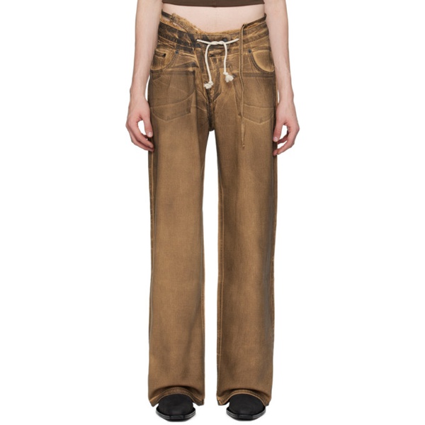  오토링거 Ottolinger SSENSE Exclusive Brown Double Fold Jeans 241016M191002