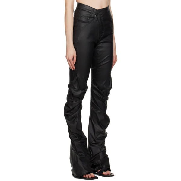  오토링거 Ottolinger Black Drape Faux-Leather Pants 231016F084000