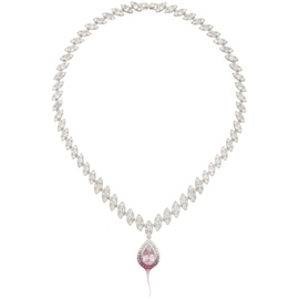 오토링거 Ottolinger SSENSE Exclusive Silver & Pink Diamond Dip Necklace 241016M145002