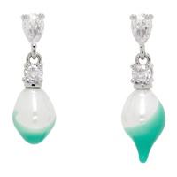 오토링거 Ottolinger Silver & Green Pearl Dip Earrings 241016F022002