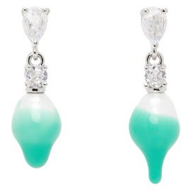 오토링거 Ottolinger Silver & Green Pearl Dip Earrings 241016M144003