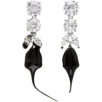 오토링거 Ottolinger Silver & Black Diamond Tear Dip Earrings 241016M144000