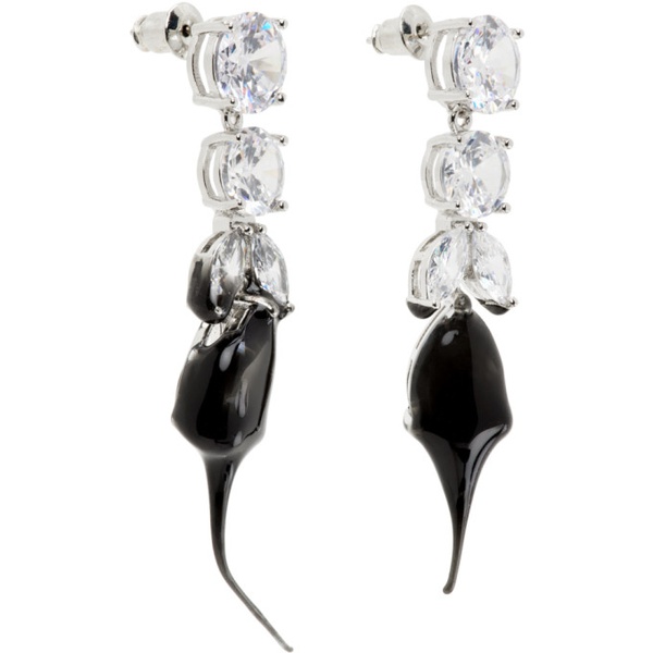  오토링거 Ottolinger Silver & Black Diamond Tear Dip Earrings 241016M144000