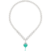 오토링거 Ottolinger Silver & Green Diamond Dip Necklace 241016M145000