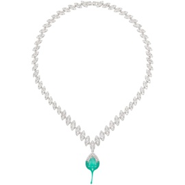 오토링거 Ottolinger Silver & Green Diamond Dip Necklace 241016M145000