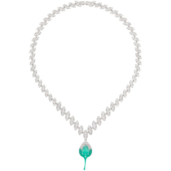  오토링거 Ottolinger Silver & Green Diamond Dip Necklace 241016M145000