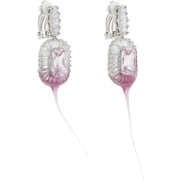  오토링거 Ottolinger SSENSE Exclusive Pink Diamond Dip Clip Earrings 241016M144005