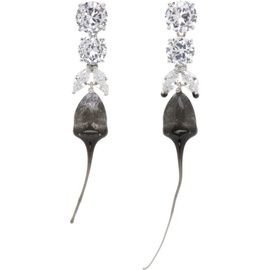 오토링거 Ottolinger Silver & Black Diamond Tear Dip Earrings 241016F022003